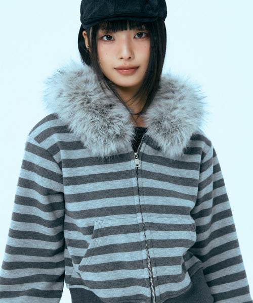 MIXXO MIXXO Hoodie Striped Zip-Up