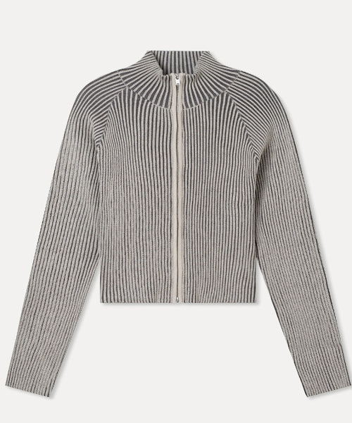 MIXXO MIXXO Knitwear Ribbed Two-Tone Zip-Up