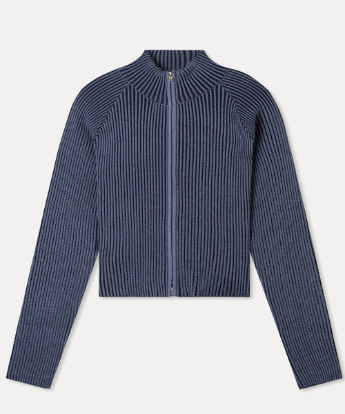 MIXXO MIXXO Knitwear Ribbed Two-Tone Zip-Up