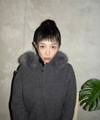 MIXXO MIXXO Hoodie Fur Hood Knit Zip-Up Cardigan