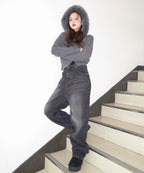 MIXXO MIXXO Hoodie Fur Hood Knit Zip-Up Cardigan