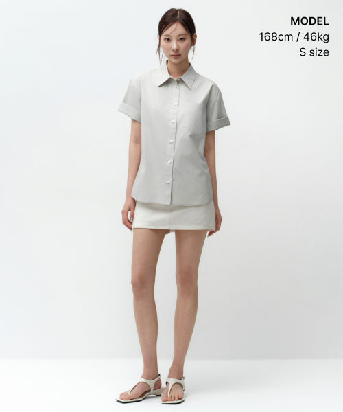 MUSINSA STANDARD WOMAN MUSINSA STANDARD WOMAN Relaxed Soft Poplin Short Sleeve Shirt [Dusty Mint]