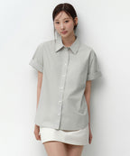 MUSINSA STANDARD WOMAN MUSINSA STANDARD WOMAN Relaxed Soft Poplin Short Sleeve Shirt [Dusty Mint]