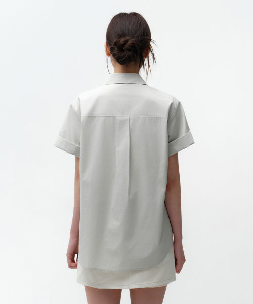 MUSINSA STANDARD WOMAN MUSINSA STANDARD WOMAN Relaxed Soft Poplin Short Sleeve Shirt [Dusty Mint]