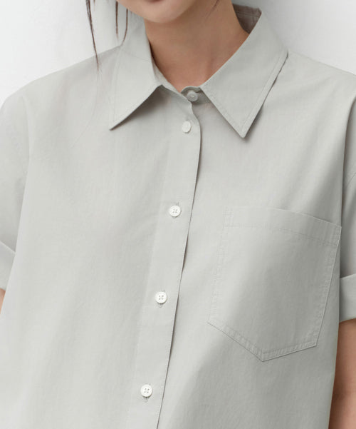 MUSINSA STANDARD WOMAN MUSINSA STANDARD WOMAN Relaxed Soft Poplin Short Sleeve Shirt [Dusty Mint]