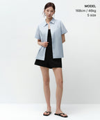 MUSINSA STANDARD WOMAN MUSINSA STANDARD WOMAN Relaxed Soft Poplin Short Sleeve Shirt (Sky Blue)