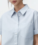 MUSINSA STANDARD WOMAN MUSINSA STANDARD WOMAN Relaxed Soft Poplin Short Sleeve Shirt (Sky Blue)