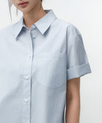 MUSINSA STANDARD WOMAN MUSINSA STANDARD WOMAN Relaxed Soft Poplin Short Sleeve Shirt (Sky Blue)