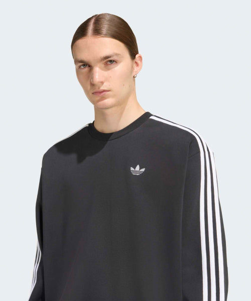 ADIDAS ADIDAS 3-Stripe Oversized Crew Neck - Black