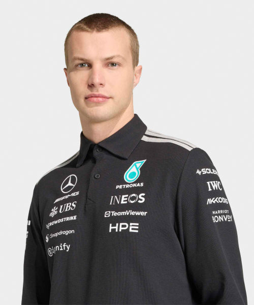 ADIDAS ADIDAS Mercedes AMG F1 Team Engineer Long Sleeve Polo - Black
