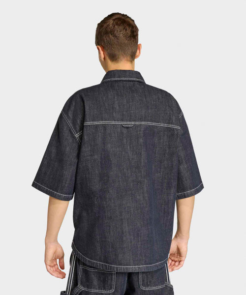 ADIDAS ADIDAS Denim Short Sleeve Work Shirt - Indigo Denim