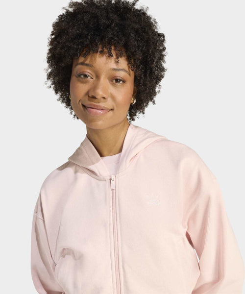 ADIDAS ADIDAS Essential French Terry Crop Zipper Hoodie - Sand Pink
