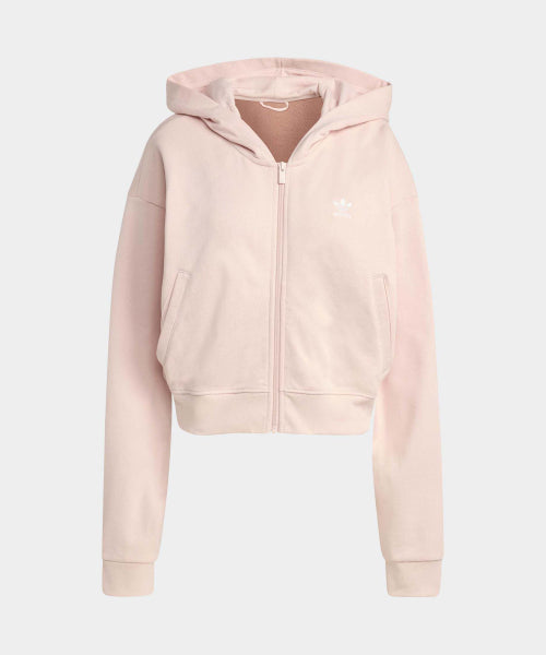 ADIDAS ADIDAS Essential French Terry Crop Zipper Hoodie - Sand Pink