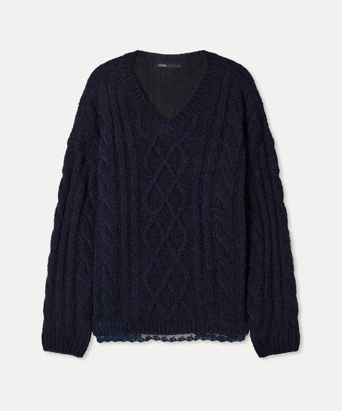 MIXXO MIXXO V-neck Lace Cable Pullover S