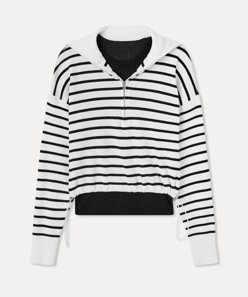 MIXXO MIXXO Knitwear Half Zip-Up Striped Pullover