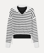 MIXXO MIXXO Knitwear Half Zip-Up Striped Pullover