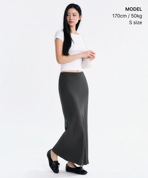 MUSINSA STANDARD WOMAN MUSINSA STANDARD WOMAN Fluid Maxi Skirt Gray