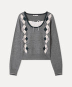 MIXXO Korean Knitwear - MIXXO Argyle Layered Pullover