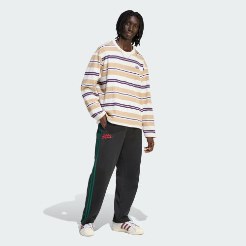 ADIDAS ADIDAS T-Shirt Long Sleeve Striped Waffle Tee - Beige:White