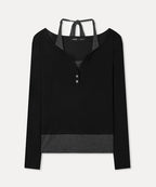 MIXXO MIXXO T-Shirt Striped Layered Long Sleeve (C)