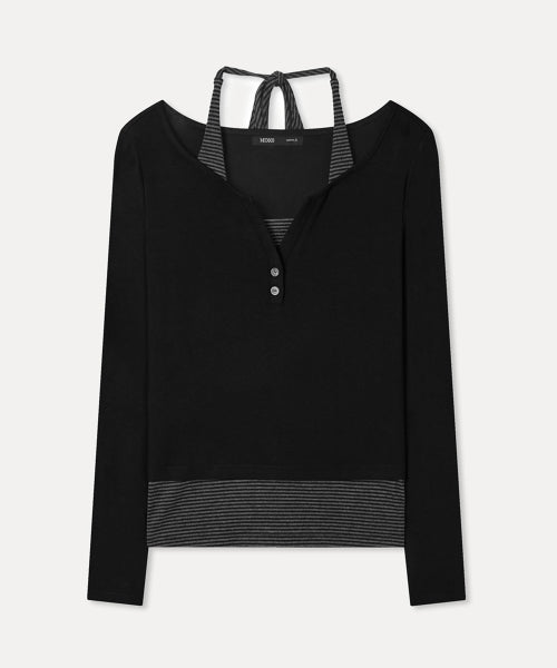 MIXXO MIXXO T-Shirt Striped Layered Long Sleeve (C)