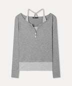 MIXXO MIXXO T-Shirt Striped Layered Long Sleeve (C)