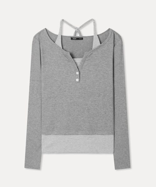 MIXXO MIXXO T-Shirt Striped Layered Long Sleeve (C)