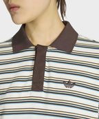 ADIDAS ADIDAS Striped Oversized Long Sleeve Polo T-Shirt - White