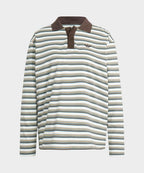 ADIDAS ADIDAS Striped Oversized Long Sleeve Polo T-Shirt - White