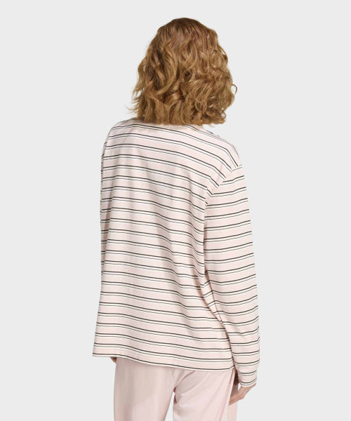 ADIDAS ADIDAS Striped Oversized Long Sleeve Polo T-Shirt - Sand Pink