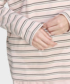 ADIDAS ADIDAS Striped Oversized Long Sleeve Polo T-Shirt - Sand Pink