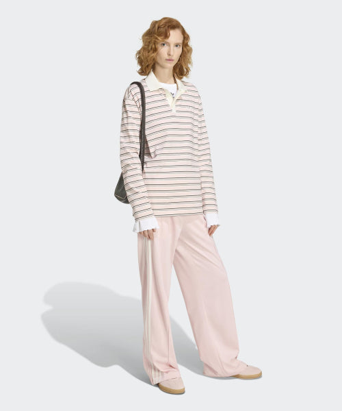 ADIDAS ADIDAS Striped Oversized Long Sleeve Polo T-Shirt - Sand Pink