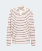 ADIDAS ADIDAS Striped Oversized Long Sleeve Polo T-Shirt - Sand Pink