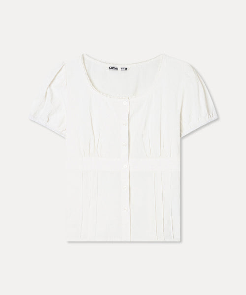 MIXXO MIXXO Shirring Cut Blouse Long Sleeve