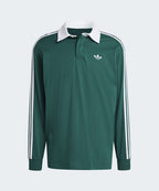 ADIDAS ADIDAS 3-Stripe Rugby Long Sleeve Polo - Green