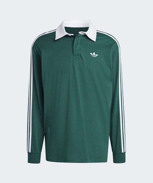 ADIDAS ADIDAS 3-Stripe Rugby Long Sleeve Polo - Green