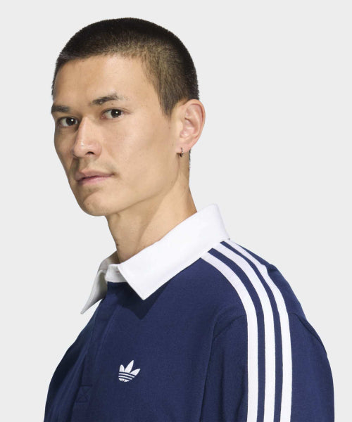 ADIDAS ADIDAS 3-Stripe Rugby Long Sleeve Polo - Night Indigo
