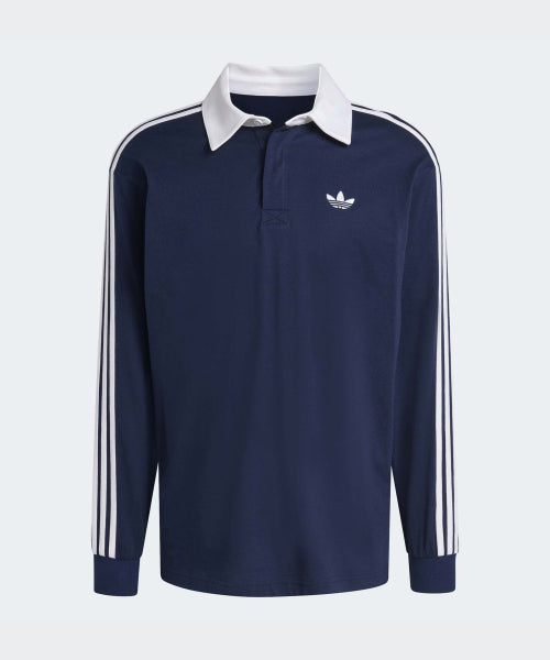 ADIDAS ADIDAS 3-Stripe Rugby Long Sleeve Polo - Night Indigo