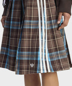 ADIDAS ADIDAS Pleated Check Skirt - Brown:Blue