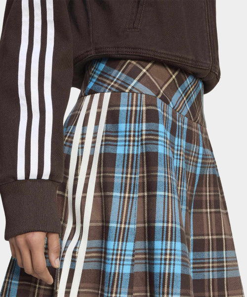 ADIDAS ADIDAS Pleated Check Skirt - Brown:Blue