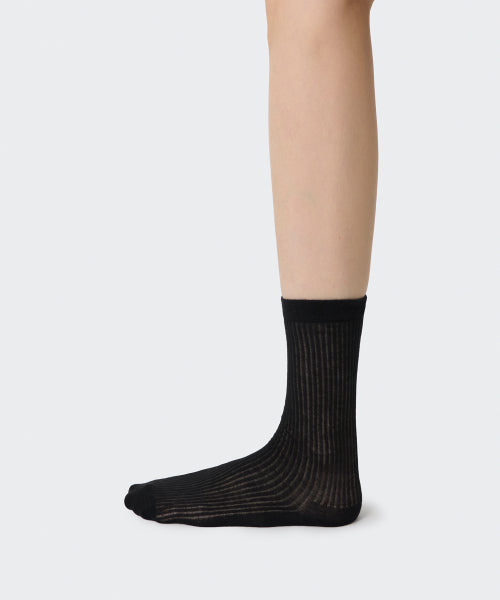 MUSINSA STANDARD WOMAN MUSINSA STANDARD WOMAN Women's Vertical Sheer Socks 3 Pack (Black)
