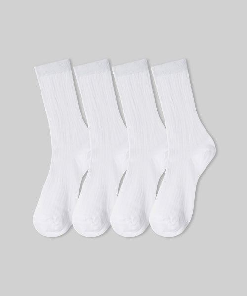 MUSINSA STANDARD WOMAN MUSINSA STANDARD WOMAN Women's Pointel Crew Socks 4 Pack (White)