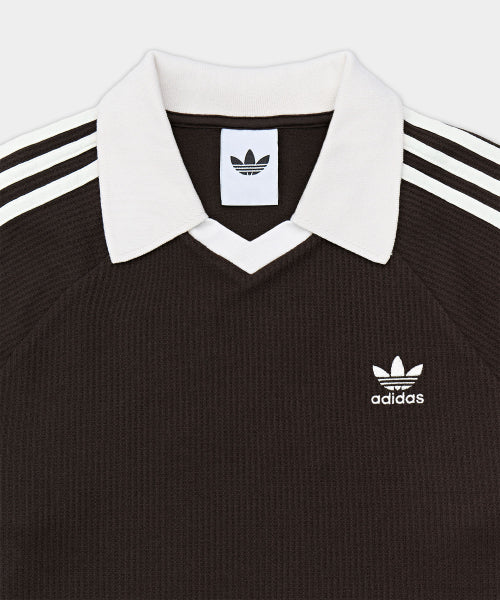 ADIDAS ADIDAS Waffle Long Sleeve Polo Tee - Dark Brown