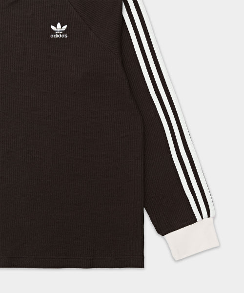 ADIDAS ADIDAS Waffle Long Sleeve Polo Tee - Dark Brown