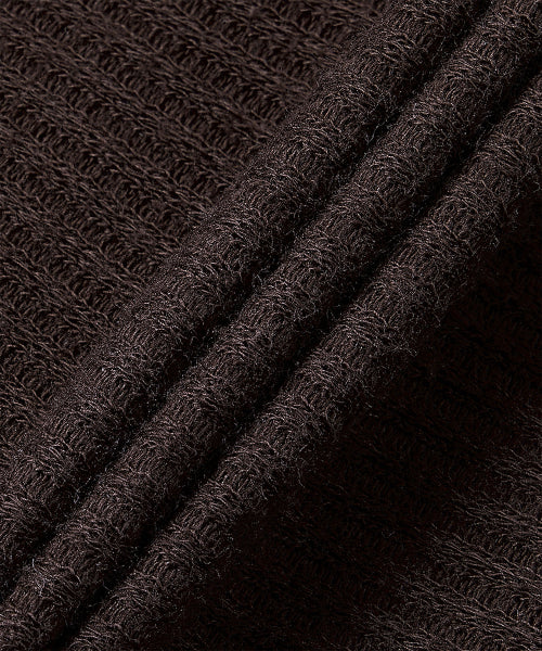 ADIDAS ADIDAS Waffle Long Sleeve Polo Tee - Dark Brown