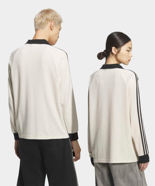 ADIDAS ADIDAS Waffle Long Sleeve Polo Tee - Wonder White