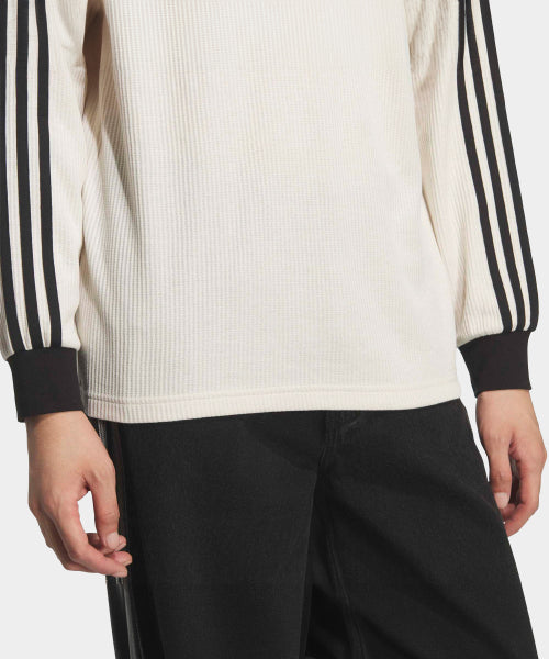 ADIDAS ADIDAS Waffle Long Sleeve Polo Tee - Wonder White