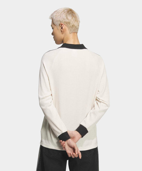ADIDAS ADIDAS Waffle Long Sleeve Polo Tee - Wonder White