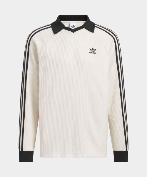 ADIDAS ADIDAS Waffle Long Sleeve Polo Tee - Wonder White