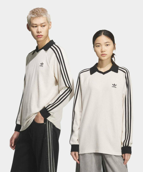 ADIDAS ADIDAS Waffle Long Sleeve Polo Tee - Wonder White